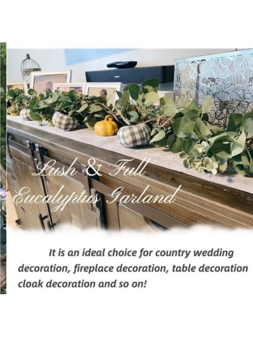 Eucalyptus Garland 6.56 Ft Lush Silver Dollar Eucalyptus Leaves Boxwood